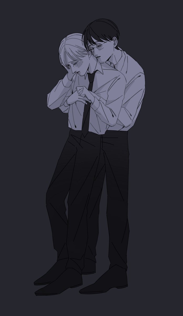 necktie shirt pants monochrome short hair black pants collared shirt  illustration images