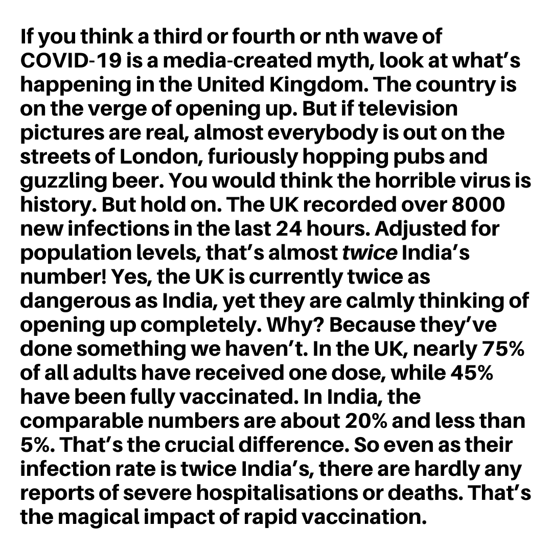 Raghav_Bahl's tweet photo. If you think a third or fourth or nth wave of #COVID19 is a media-created myth, look at what’s happening in the #UnitedKingdom. 👇 https://t.co/lqORNs5uKS