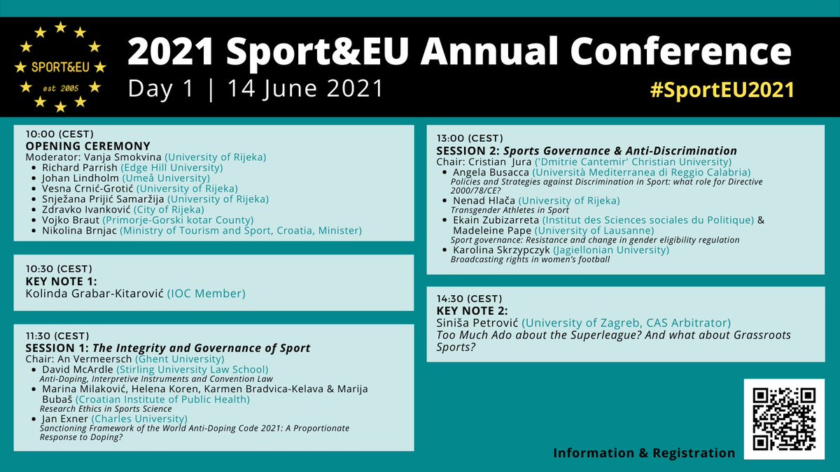 Just one more sleep! Look at the Programme for Day 1 of #SportEU2021 👇