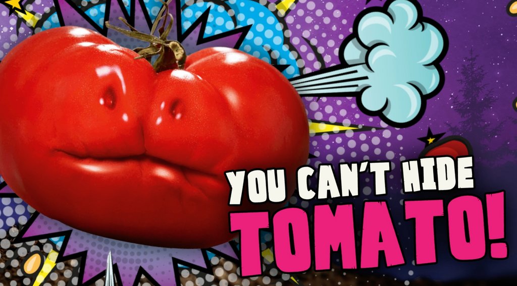 The tomatoes are squashed! Keep on eating them to make sure they stay that way and make sure you don't miss tomorrow's veg of the week - it's not as sweet as it pretends to be... #EatThemToDefeatThem