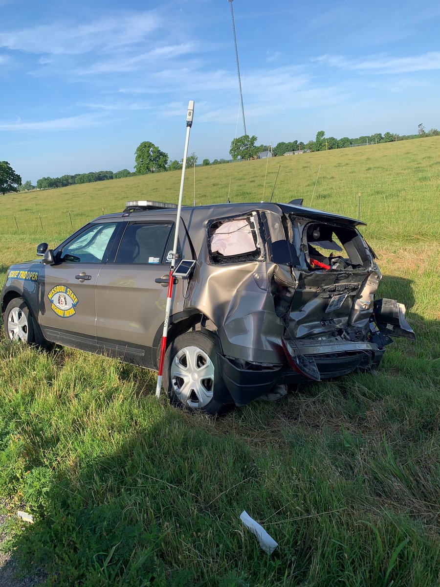 This trooper’s vehicle was struck by an intoxicated driver this morning.  Our trooper was in the vehicle at the time of the crash. Fortunately nobody was seriously hurt.  There is absolutely no good reason to drive impaired!  #DontDriveImpaired 
#ArriveAlive