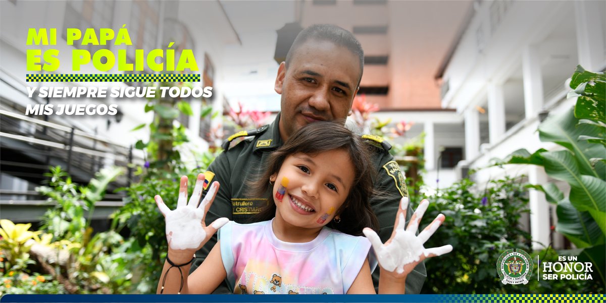 PoliciaMedellin's tweet photo. Jugar es mi plan favorito. Por eso, lo que más me gusta de mi papá es que siempre sigue mis juegos, aún cuando sea con pinturas, marcadores y cosas así, él dice que sí. #MesDelPadre #EsUnHonorSerPolicía #ColombiaUnaRazón https://t.co/wI6Bu0pJ8l