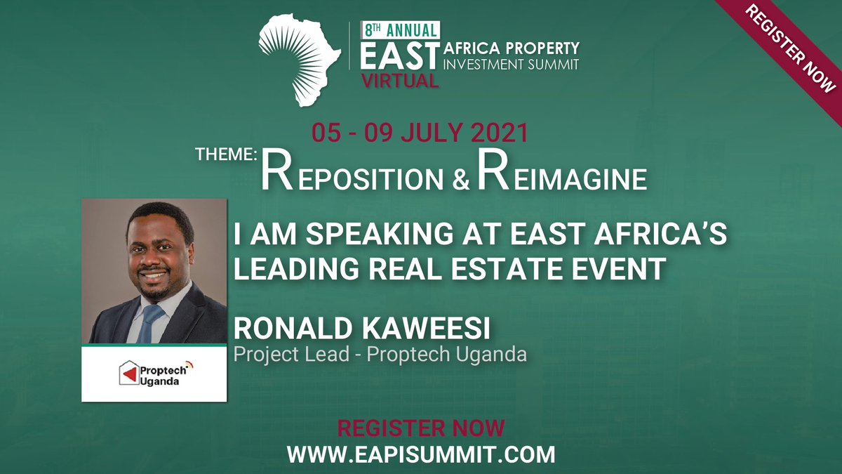 PropTech Uganda (@proptechug) on Twitter photo Join us at the EAPI SUMMIT
The East Africa Property (EAPI) Summit 2021 is five-days of curated, and convenient, experiences created exclusively for the region’s real estate leaders.
Monday to Friday (05 to 09 July 2021).
Register Now: businessmatchmaking.company/33/register
<a href="/EAPISummit/">EAPI Summit</a> Join us at the EAPI SUMMIT
The East Africa Property (EAPI) Summit 2021 is five-days of curated, and convenient, experiences created exclusively for the region’s real estate leaders.
Monday to Friday (05 to 09 July 2021).
Register Now: businessmatchmaking.company/33/register
<a href="/EAPISummit/">EAPI Summit</a>