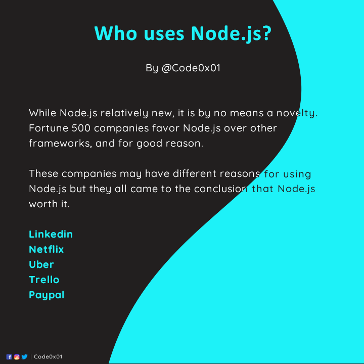 codeonexyz's tweet image. Who uses #NodeJS