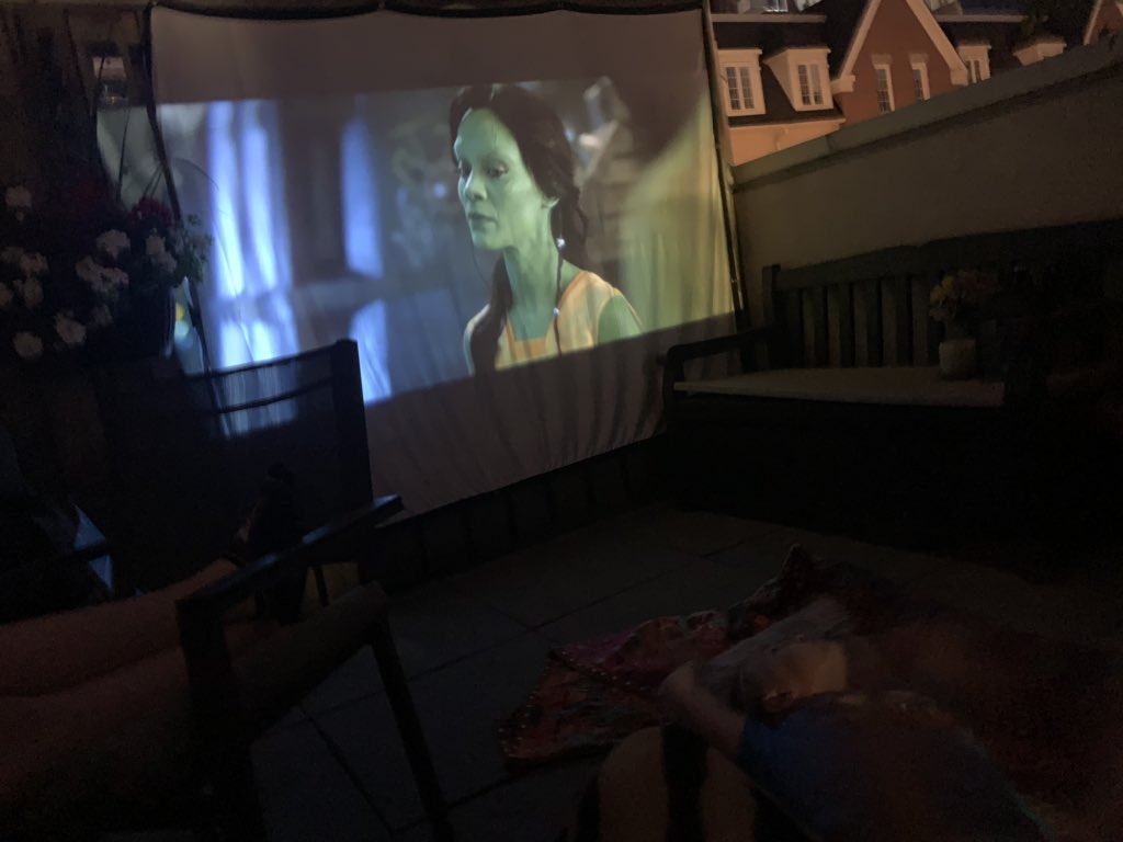 ChildLifeMorgan's tweet photo. Had the BEST patio movie night last night! Watching @Guardians outside with a big bowl of popcorn ๐ฟ #SaturdayNight #pandemicparenting #stillstayingsafe #familymovienight #childlife https://t.co/yVefeOm3bN
