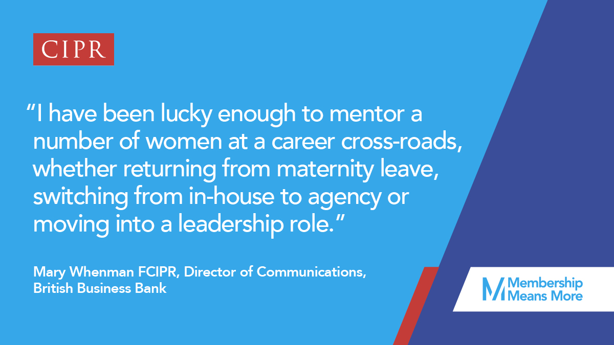 CIPR_Global's tweet photo. Whether you're returning to work after maternity/parental leave, long term sickness, a career break or redundancy - a mentor could help you find your feet again. Like @marywhenman, lots of #CIPRFellows give their time to mentor others.
More: https://t.co/PQAaGf56Eu
#YourCIPR https://t.co/kGeQPCJcSD