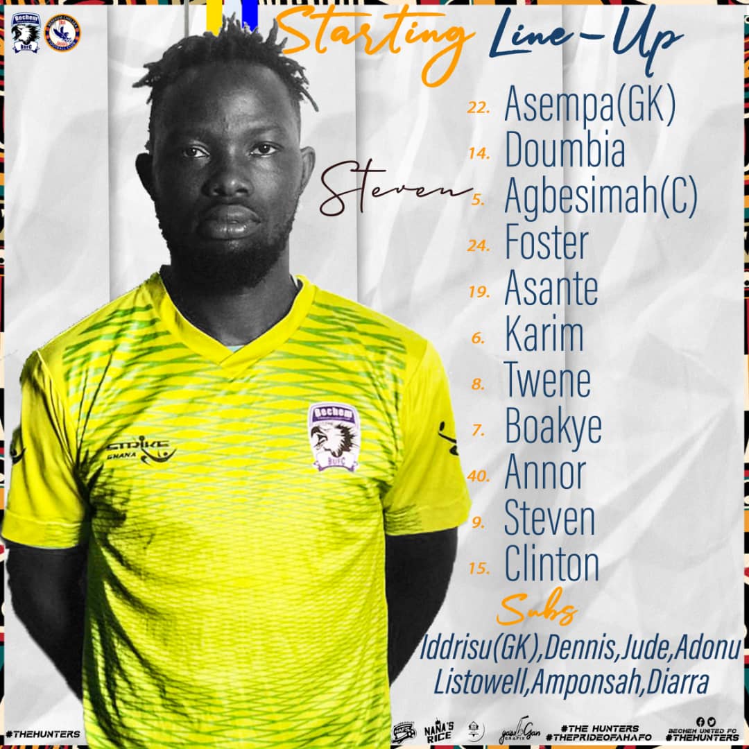 BechemUnitedFC's tweet photo. π¨ L I N E U P π¨
This is how we lineup for this afternoon's #REGIONALDERBY to face @BerekumChelseaF
#GPLMATCHDAY29
#BUFCπβͺπ΅
#TheHunters
#ThePrideofAhafo https://t.co/dF2vmSVs4w