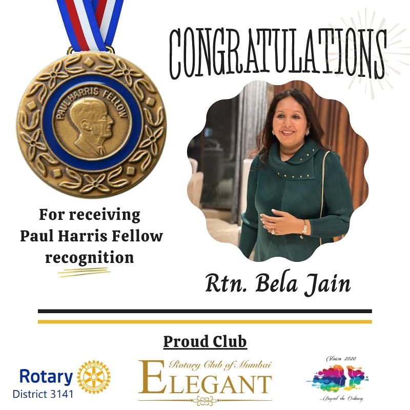 Congratulations to our member Rtn. Bela Jain for receiving the Paul Harris recognition.. the world needs more humans like you !!

#therotaryfoundation #paulharrisfellow #rotaryforever #rotarymakingadifference #rotaryinternational #rotarydoinggoodintheworld #wonderfulwomen