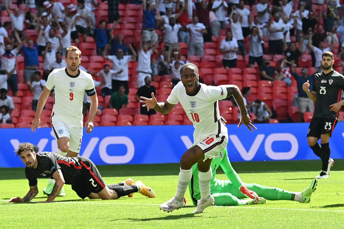 premierleague's tweet photo. 🏴󠁧󠁢󠁥󠁮󠁧󠁿 @sterling7's goal gives England a 1-0 victory against Croatia

#EURO2020 https://t.co/UAYnEr3GsB