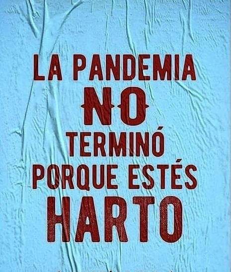 #YoMeVacuno #NosCuidamosEntreTodos #QuedateEnTuCasa #AislamientoSocial #YoMeQuedoEnCasa #NoEstasSolo #NoEstasSola
LA PANDEMIA NO TERMINÓ PORQUÉ ESTÉS HARTO O HARTA!!!!!