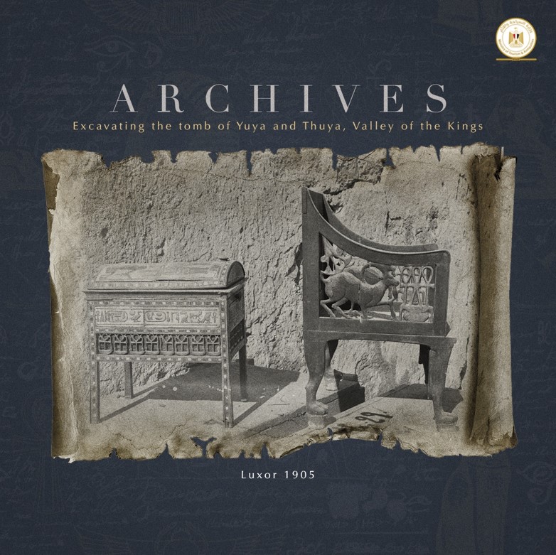 TourismandAntiq's tweet image. A 1905 throwback. This is a rare photograph of a chair and a jewel casket belonging to Yuya and Thuya, photographed outside their tomb shortly after its discovery in the Valley of the Kings Luxor. Their treasures are on display in the Egyptian Museum in Tahrir.