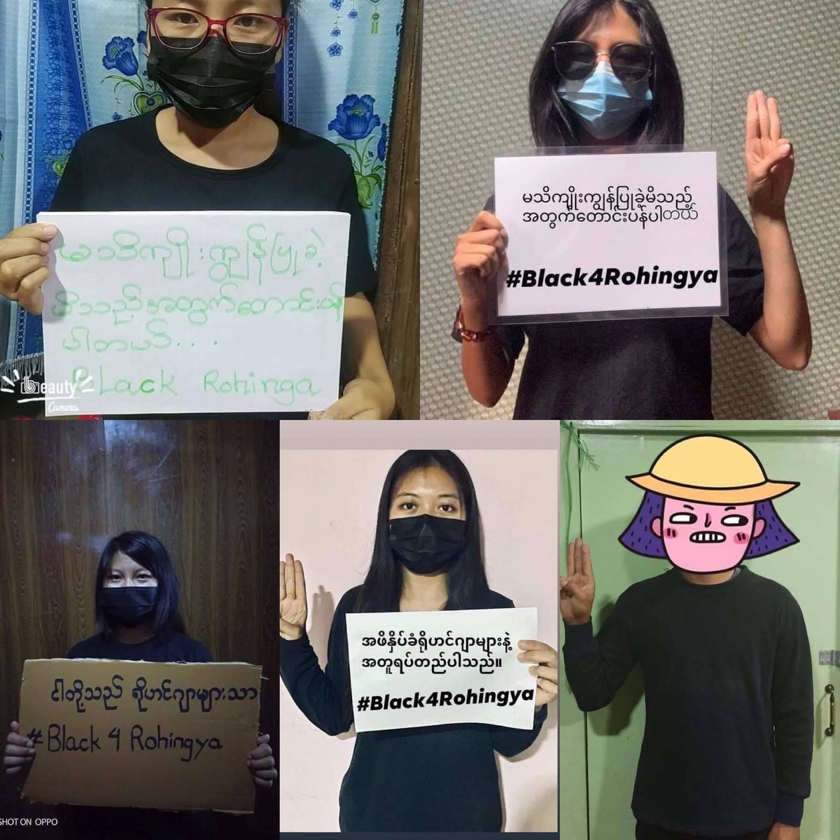 RoundSenpai's tweet photo. Youths from #HeHo city staged #Black4Rohingya campaign today and also they apologised for not speaking out before. 

#WhatsHappeningInMyanmar
#June13Coup https://t.co/QFfUa5VqGB