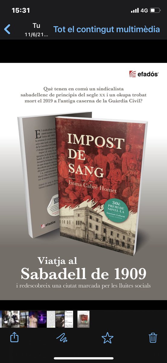 🙋🏻‍♀️Molt feliç amb la meva nova novel·la situada a #Sabadell #Impostdesang , que uneix la setmana tràgica  i l’actualitat, premi  <a href="/OmniumVOriental/">Òmnium Vallès Oriental</a> <a href="/OmniumSabadell/">Òmnium Sabadell</a>, publicada per <a href="/efados/">Editorial Efadós</a> 💪 <a href="/julifernandez/">julian🫵🏻</a> @sbdcultura <a href="/CarlesdelaR/">Carles de la Rosa</a> <a href="/jordi_serrano/">Jordi Serrano Blanquer</a> <a href="/CodinaCarbonell/">Margarida Codina Carbonell</a>
