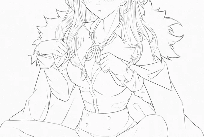 cries bc i started this at 11 am and actually managed to finish the entire lineart by 4:45 pm, but the contest deadline was at 5... ㅠㅡㅠ

anyway, aru from blue archive wip 💗 i'll color her &amp; post it tomorrow 