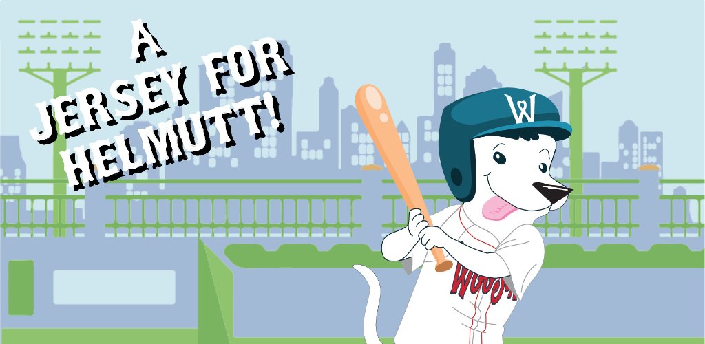 Design a baseball jersey for our mascot, Helmutt with the app developed by a team of @WPI students. Get the link for down load at worcesterart.org/exhibitions/ba… Helmutt the Dog designed by Veronica Fish, current redesign by Noah Lavallee. #WooSox #FashionDesign #Baseball