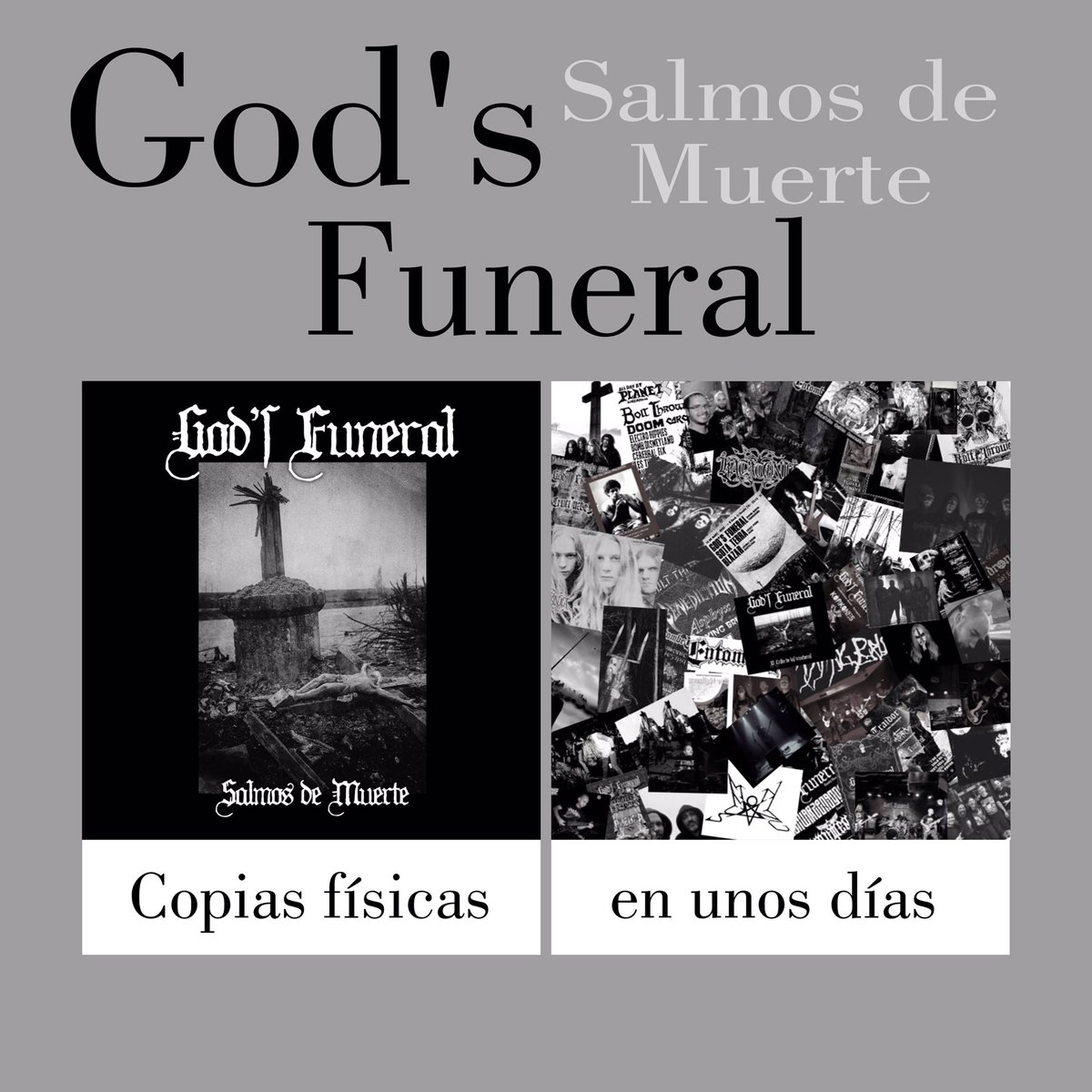 En unos días se podrán tener finalmente los vinilos de God’s Funeral. Mientras llegan, pueden pasarse por nuestro bandcamp a escucharlo todo lo que deseen. Un trabajo, "Salmos de muerte", que es una exquisitez total.

#deathdoom #extremevinyl