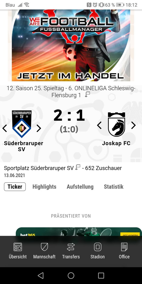 Jetzt haben wir tatsächlich mal eine Serie hingelegt, wir gewinnen auch dieses Spiel und haben jetzt 45 Punkte und klettern auf den 8. Platz.