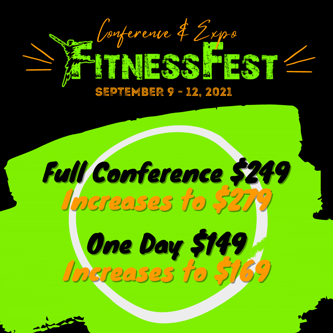 FitnessFest's tweet photo. Take the time today to get registered for our in-person fitness conference before prices increase and workshops SELL OUT! https://t.co/nrBy4hZP4c https://t.co/IQGoUTilk5