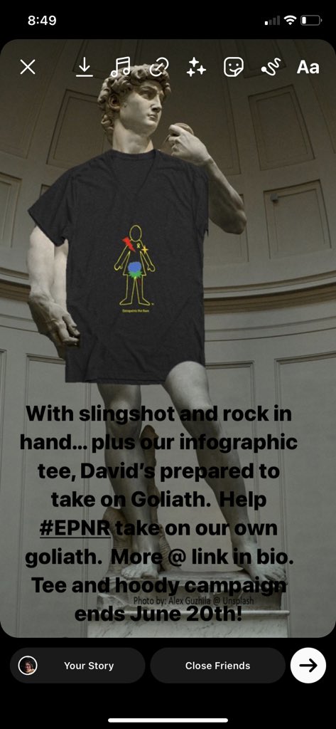 XtraNotRare's tweet image. David’s prepared to take on Goliath; sling shot &amp;amp; rock in hand &amp;amp; #ExtrapelvicNotRare infographic tee donned.  Help us slay our own goliath, support our tee’s &amp;amp; hoodies campaign avail until June 20th. More @ bonfire.com/fundraising-pr… or ExtrapelvicNotRare.org #endometriosis