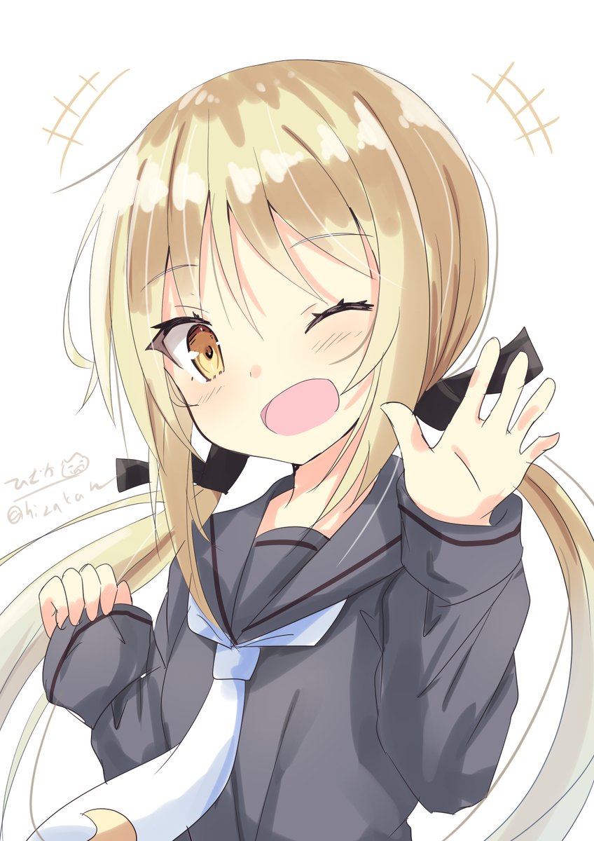 satsuki (kancolle) 1girl solo long hair twintails school uniform blonde hair one eye closed  illustration images