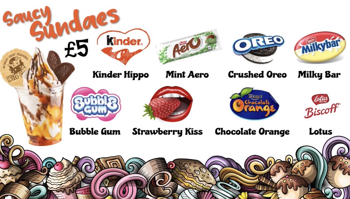 CowlWile's tweet photo. Cool down on Sunday with #wilecowl Saucy Sundaes.

8 different flavours to choose from. https://t.co/covIlhKjzo