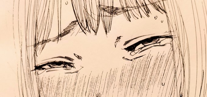 目の描写へのこだわり、本当は顎の動きで頬以下の輪郭変化で出す表情の方が豊かかつ効果的だが、目は"描いていて楽しい"の一点で色々表情つけしている。 