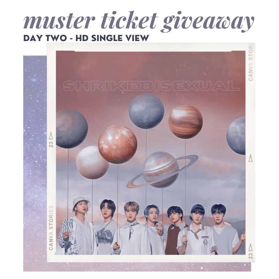 snowflowergifts's tweet image. DAY TWO MUSTER TICKET GIVEAWAY 🌟

— 1 winner
— retweet to enter &amp;amp; tag a friend you’d share the ticket with
— Includes: (1) day 2 (6/14) single-view hd ticket 
— see reply for full info! 

ENDS IN 3 HOURS!