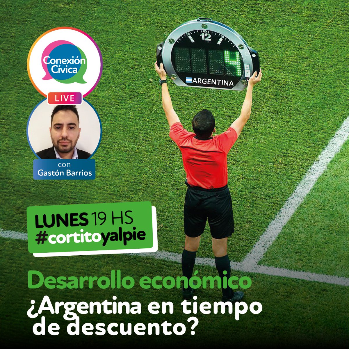 #CortitoYAlPié
Desarrollo Económico
¿Argentina en tiempo de descuento?

<a href="/gastonbarriosm/">Gastón Barrios</a> Dir. de Producción de Campana nos cuenta en 15'' porque Argentina está en tiempo de descuento en materia de producción y trabajo.

➥ Lunes 14/6 - 19 hs. 
➥ Miralo👇 
instagram.com/conexioncivica…