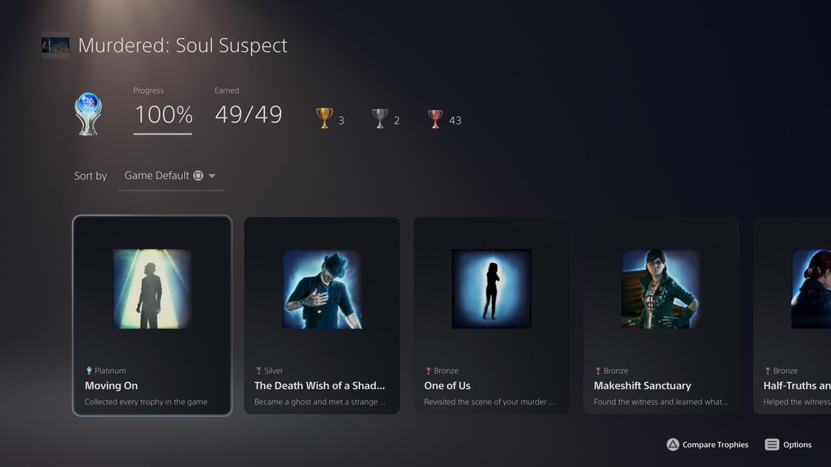 COGSoldier1711's tweet photo. As if the #RatchetAndClank platinum wasn't enough today, I went and added #MurderedSoulSuspect to the 100% completion list #PS5Share https://t.co/pwZFNIah0O