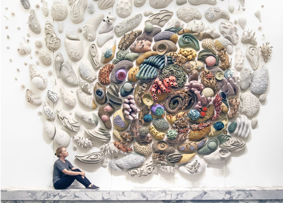 Artist Courtney Mattison creates large scale ceramic sculptural works inspired by the fragile beauty of coral reefs #womensart