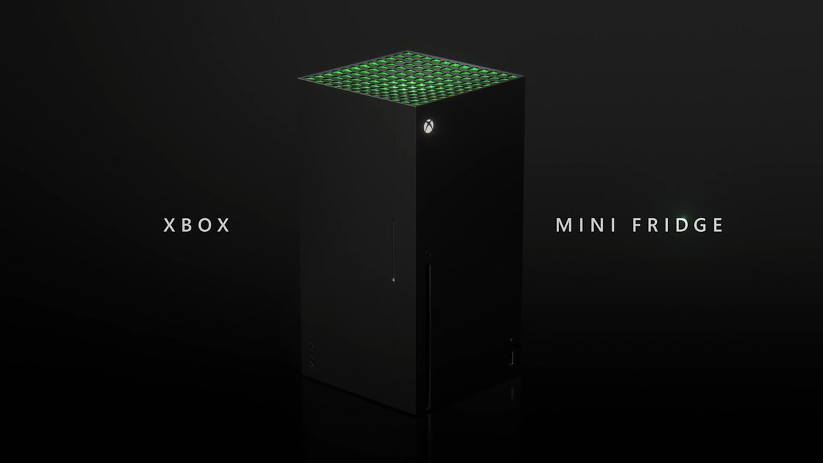 ActualAero's tweet photo. XBOX MINI FRIDGE??? THEY EMBRACED THE MEME LMAOOOOOOO https://t.co/PSe2AbLJBD