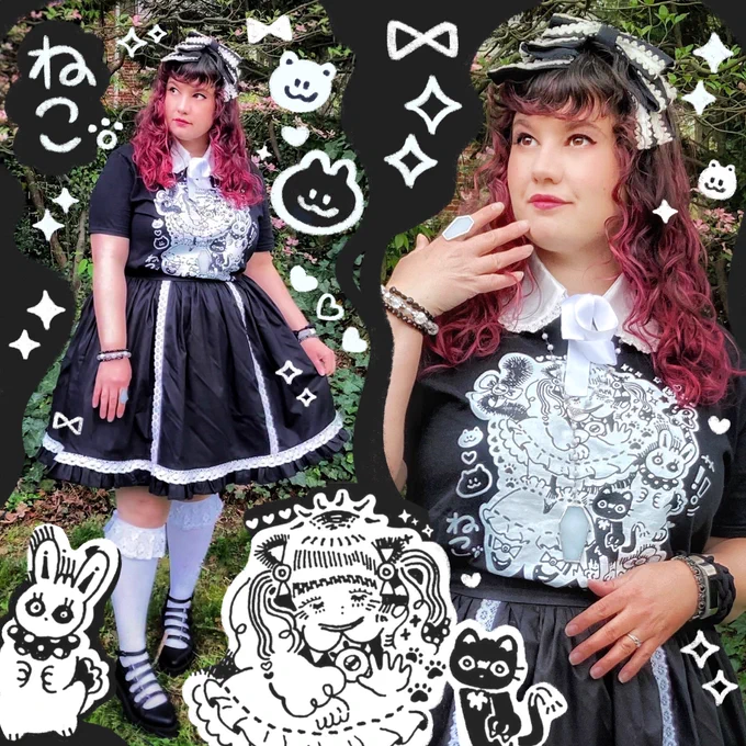 🖤 @InterstellarMo3 made a cute &amp; comfy old school Lolita coord with my cat girl shirt! 🖤
🖤🐈‍⬛🐾🐈‍⬛🖤
https://t.co/KPJrR7WE9o 