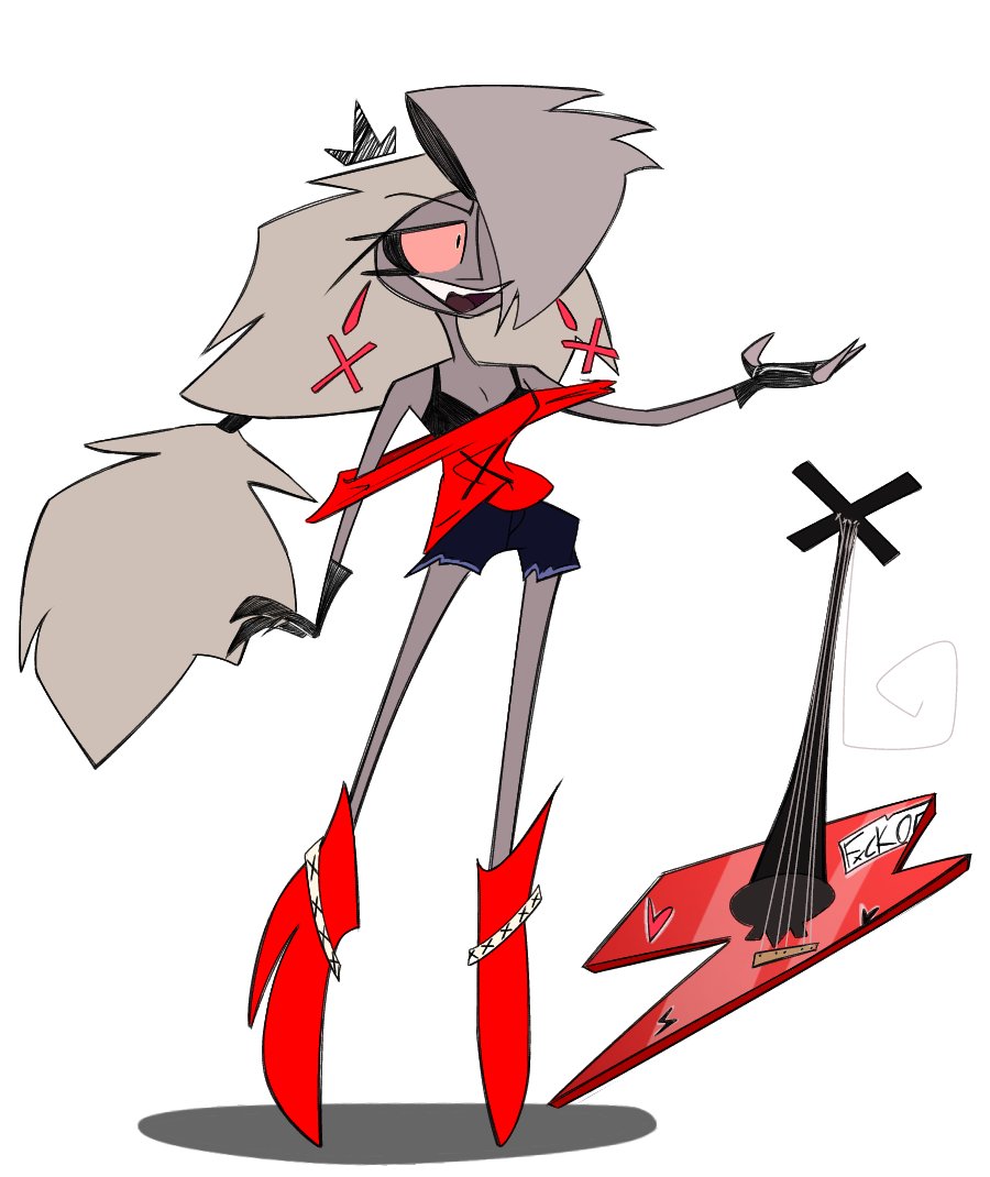 Shrimpayah's tweet photo. Okay but what if vaggie was a Rockstar..?
(Heavily inspired by marceline)
#hazbinhotel https://t.co/DkHpJu37Xg