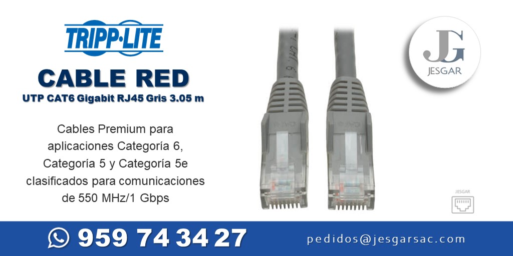 JesgarSac's tweet photo. Cable de RED Ethernet UTP Moldeado Snagless Cat6 Gigabit RJ45 Gris 3.05 m TrippLite Pedidos 👉🏻 https://t.co/GKyKhP6RVV 

📌 https://t.co/11TSBczK8B
#CableUTP #UTPCAT6 #CableCAT6 #TrippLiteArequipa #CAT6Cable #CableUTP https://t.co/kFXK7eOZJm