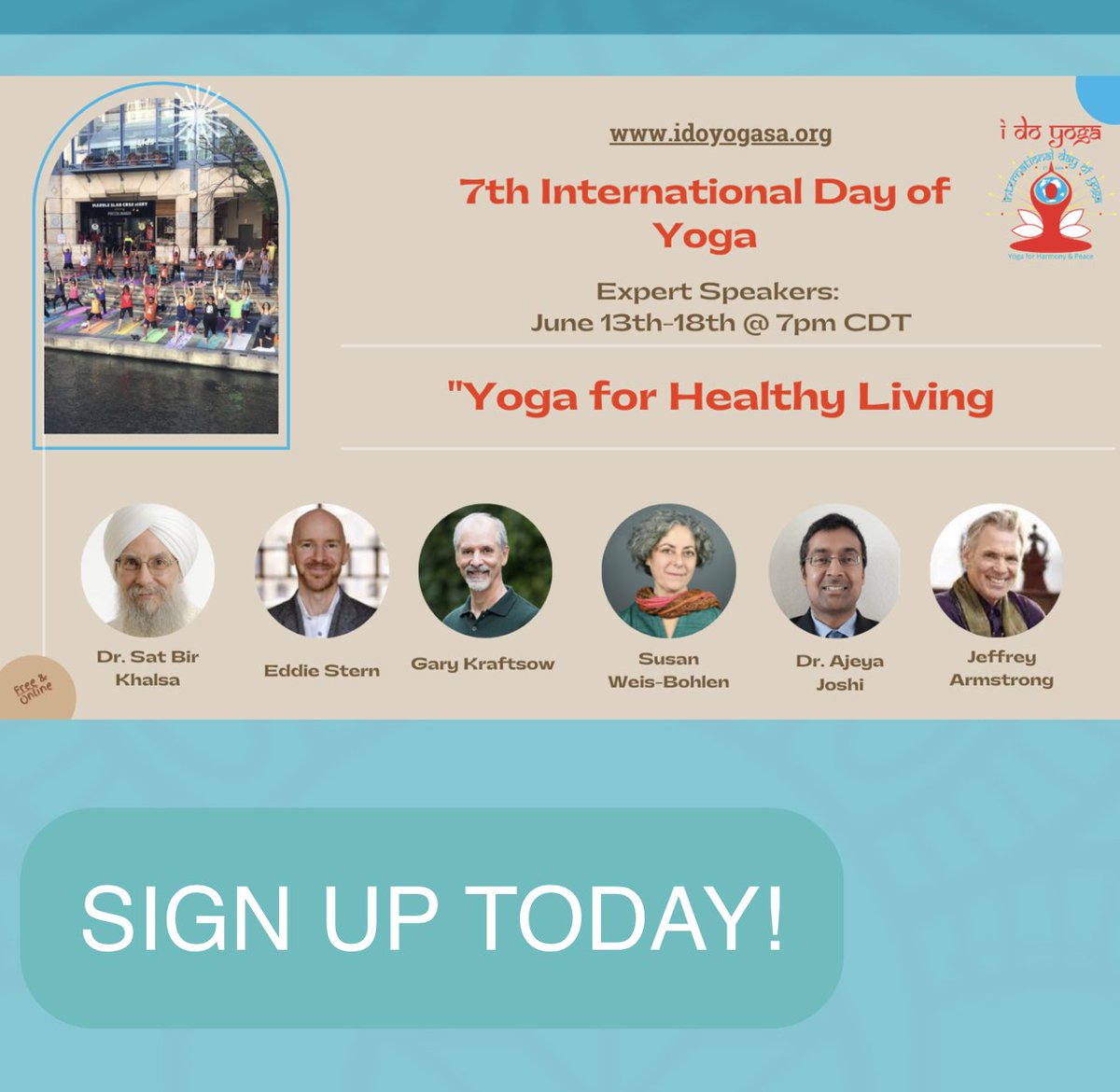 healthyinhou's tweet photo. So excited about tonight’s presenter!
The last time I went to his conference I learned so much.

In preparation for International Day of Yoga there’s a week-long yoga conference sponsored by @IDoYogaSATX 

Daily presenter 7 PM 
Register: https://t.co/90AseCB2Xi
#health #education https://t.co/mfNjqIcd6f