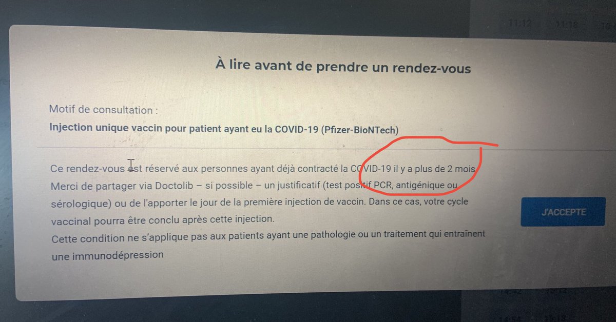 ipatouillaud's tweet photo. @doctolib @Sante_Gouv peut-on m’expliquer pourquoi mon mari s est fait refuser le vaccin aujourd’hui car ayant eu le covid il y a moins de 3 mois alors que sur doctolib, il y a une catégorie clairement identifiée pour patient ayant eu le covid à partir de 2 mois? https://t.co/Rz4kOhtEXL