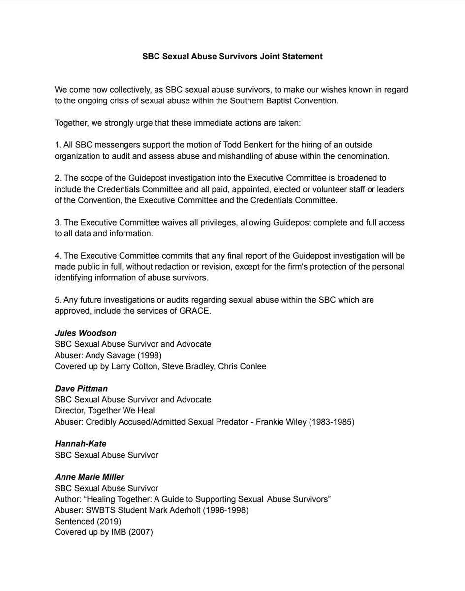 juleswoodson11's tweet photo. SBC SEXUAL ABUSE SURVIVORS JOINT STATEMENT https://t.co/QHPmlwqFHf