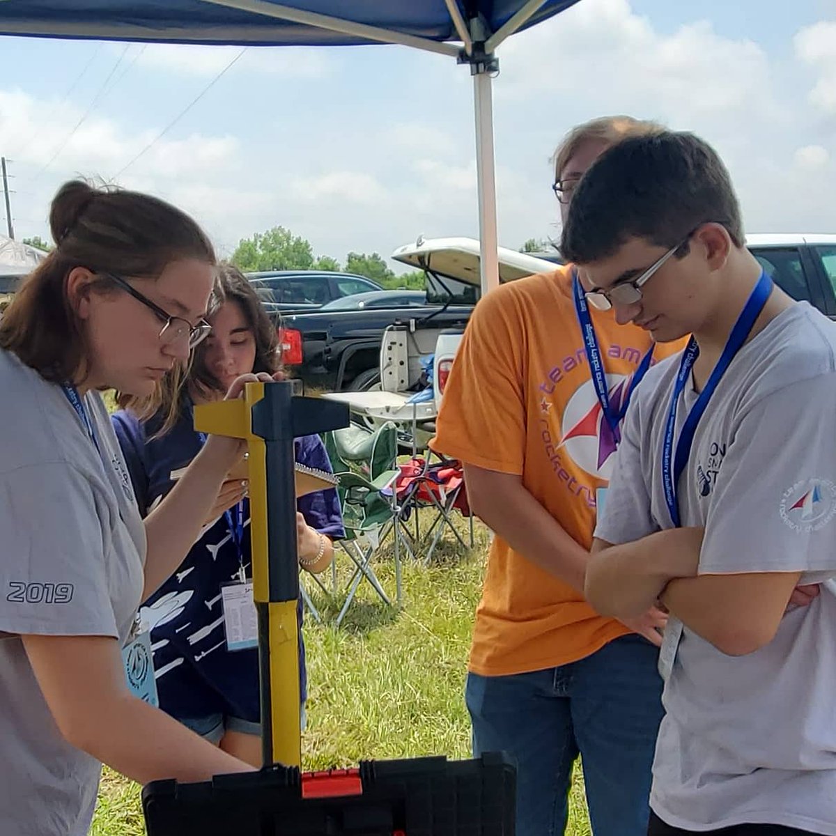 Unpacking and getting our setup area ready before our launch window opens at #tarc21 Nationals. #lincolnrocketry #rocketcontest