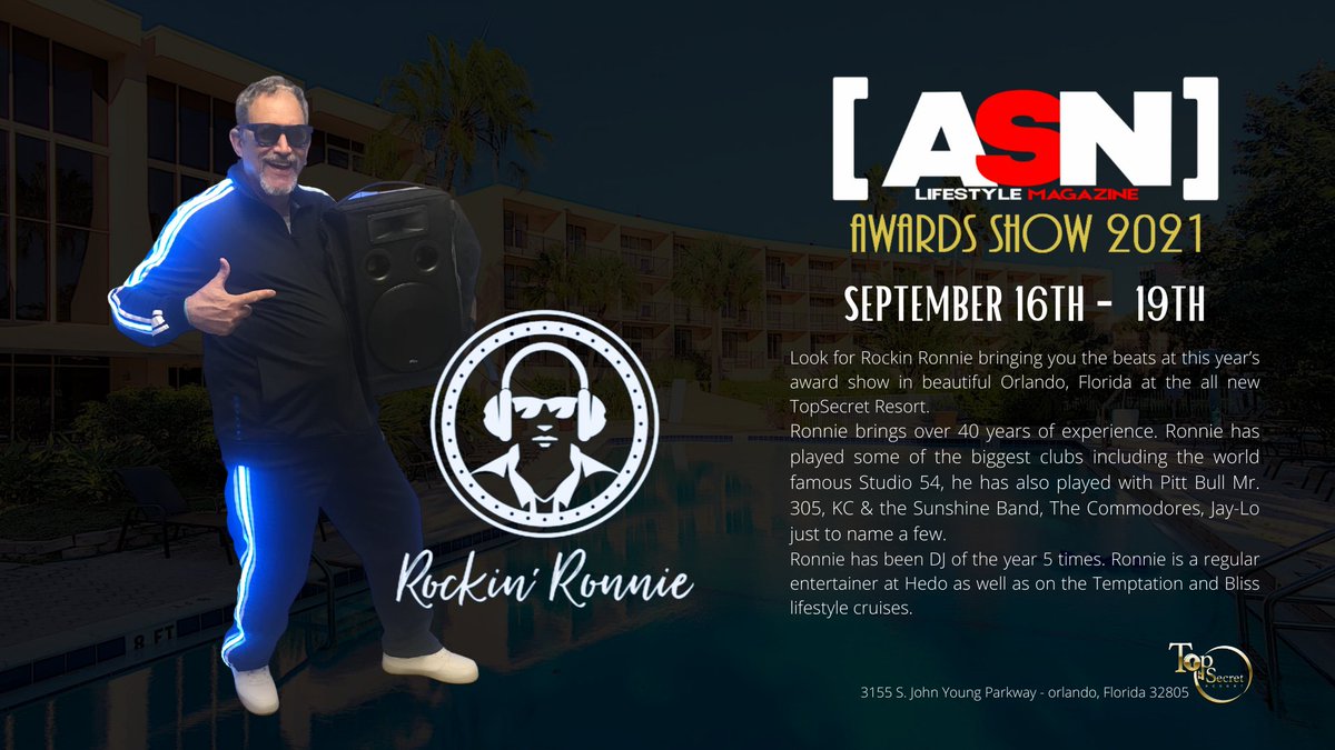 What are you doing in September? Come hang with me DJ Rockin Ronnie at the ASN Lifestyle Magazine Awards Show weekend. asnawards.com and book me at djrockinronnie.com