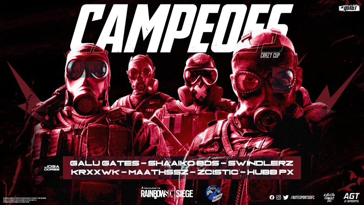[R6 - XBOX]

Vamooooos 🚀🚀🚀

Somos os grandes campeões da #CrazyCup

GGWP #TDAEsports

Nossos jogadores:

Galu Gates 
Shaaiko BDS 
SwindlerZ
K r x x w k
MaaThssz
zCisTic
Hubb pX

#BraveLions #goLions