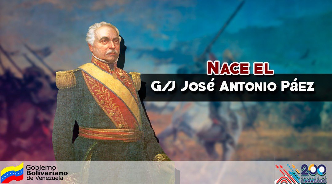 Hoy #13Jun recordamos al intrépido José Antonio Páez del Yagual, héroe de Mucuritas, del Vuelvan Caras, el de la pica de la mona en Carabobo y artífice de la técnica del Ternejal. ¡La mejor lanza del mundo! A Páez lo que es de Páez.