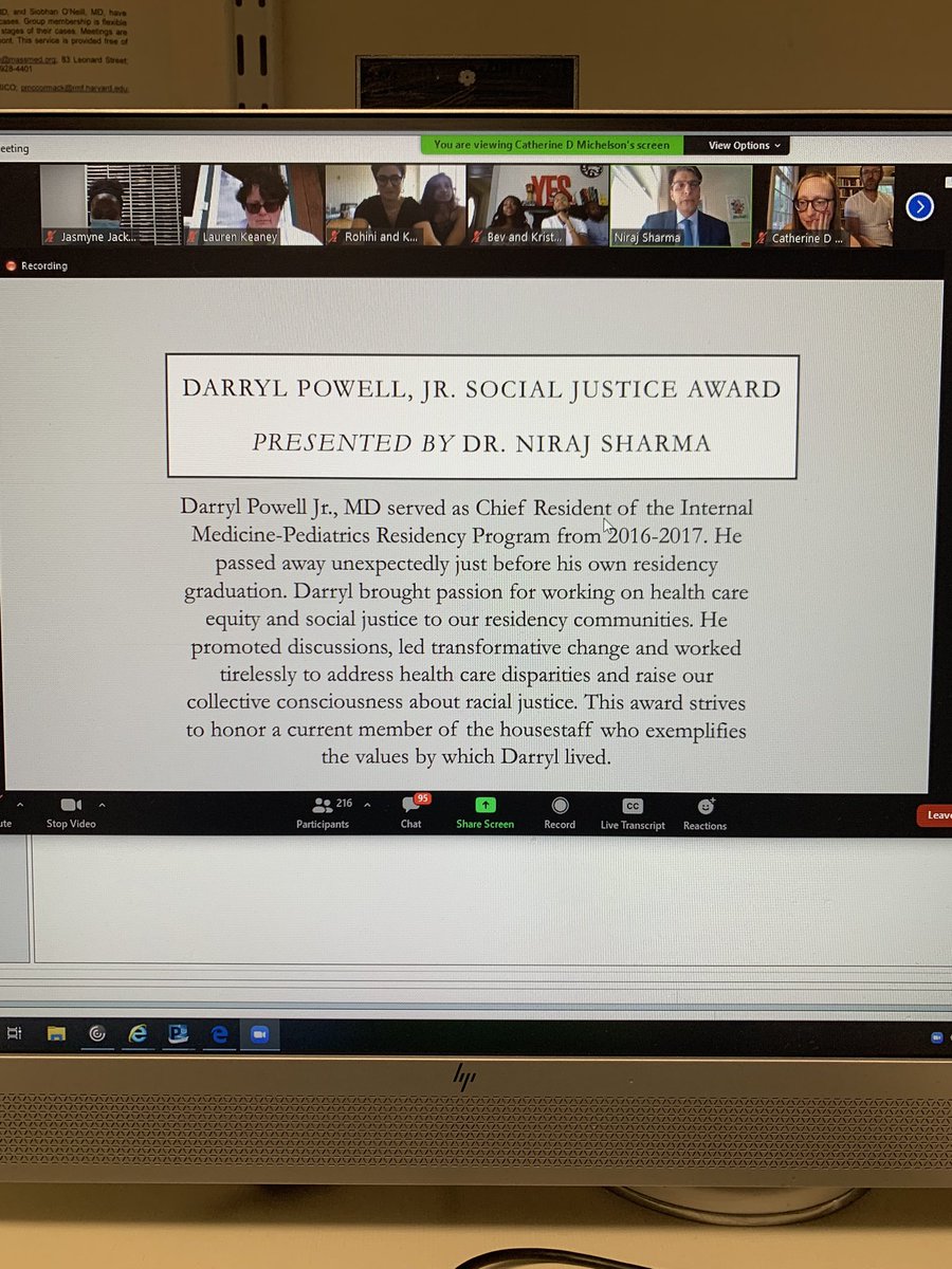 I was just awarded the Darryl Powell Jr Social Justice Award at @TheBCRP residency graduation! I am extremely honored as I learned of Darryl’s dedication to justice back when I was a medical student. Also major congrats to all of my amazing senior residents! You will be missed!