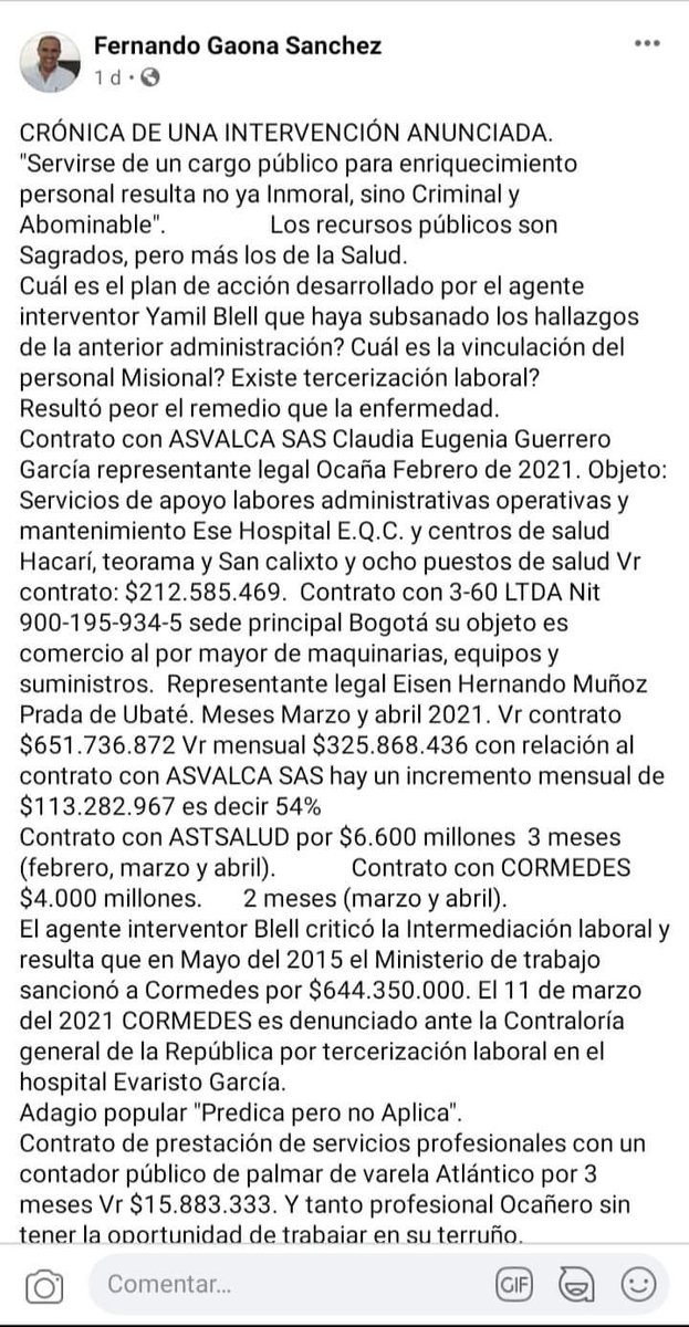 NotiOcana's tweet photo. CONCEJAL #DENUNCIA 🔴 La millonaria contratación del hospital de Ocaña y su Sobrecostos

ERAN 16.000 Millones los que habían en una cuenta para 4 obras en materia de Salud para Ocaña, ya se gastaron más de 10 MIL, en solo 7 meses de intervención despilfarraron el ahorro de 4 años https://t.co/EFgvLPgVUk