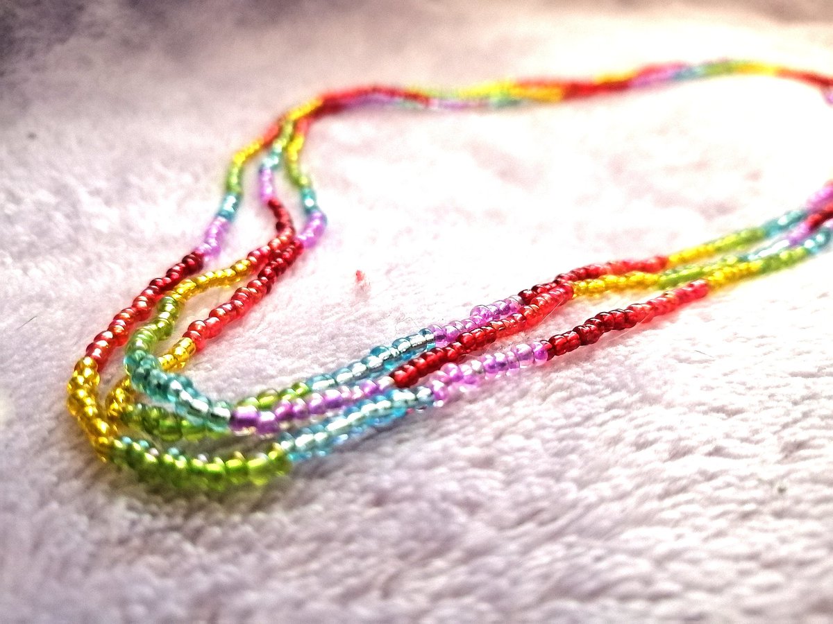 Etsy.com/shop/RainaLynn… Added a few new extra long Rainbow necklaces to my shop. They can be worn in layers, but also as bracelets. Just in time for Pride month! 🌈 I also do custom orders :) #beadednecklaces #handmade #Pride #rainbow #colorful #freeshipping