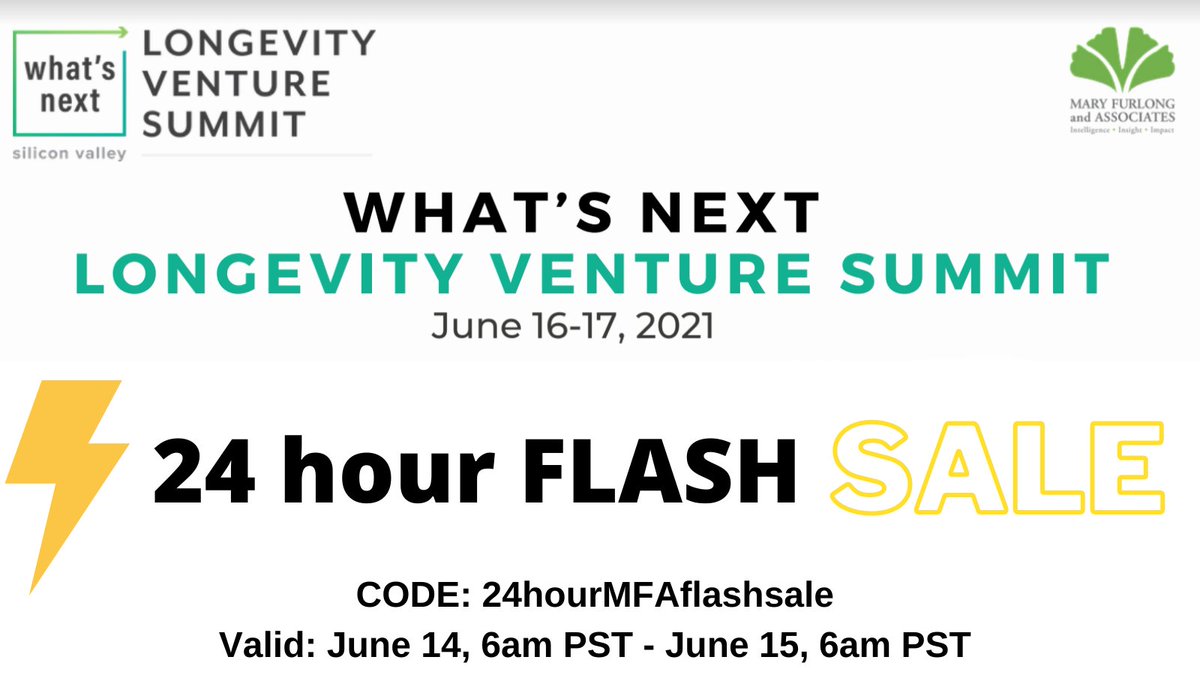 24 FLASH SALE, Grab your ticket to the What's Next Longevity Summit for the best price yet! eventbrite.com/e/143645821519…