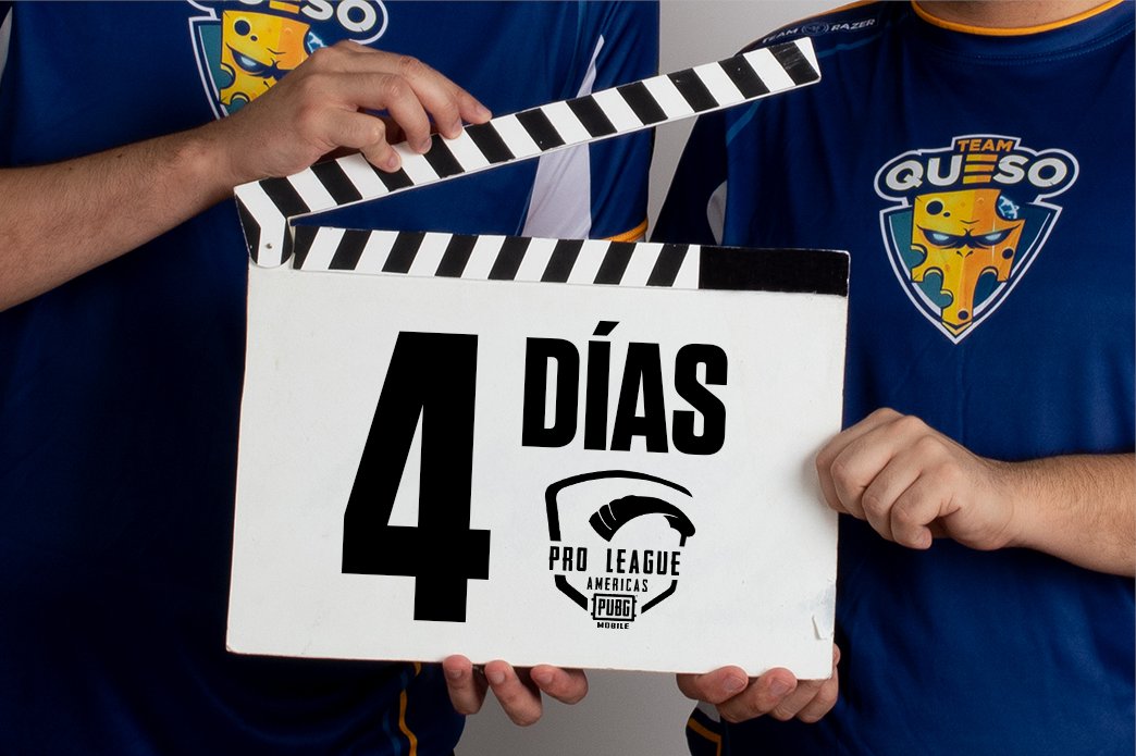 Tan sólo 4 días para pelear por el máximo título de las Américas! #QuesoProud 🧀💪

🗓️ 17-20 junio
⏰ 18h MX | 19h CH | 20h ARG
📺 twitch.tv/pubgmobilees

#PUBGMobile #PMPLAmericas