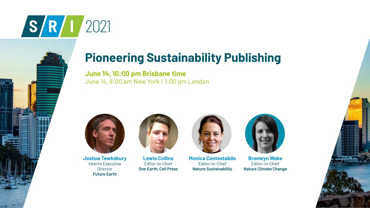 FutureEarth's tweet photo. In 12 hours, Editors of @NatureClimate, @OneEarth_CP, @naturesustainab, and Future Earth's @tewksjj will explore how #sustainability #science publishing is evolving alongside the field.

There's still time to register here: https://t.co/Q9qaN7Vh55

#SRI2021 https://t.co/44LTGKHeMo