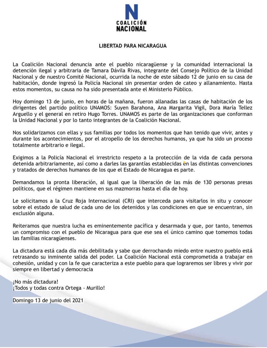 ¡Libertad!
#SOSNicaragua