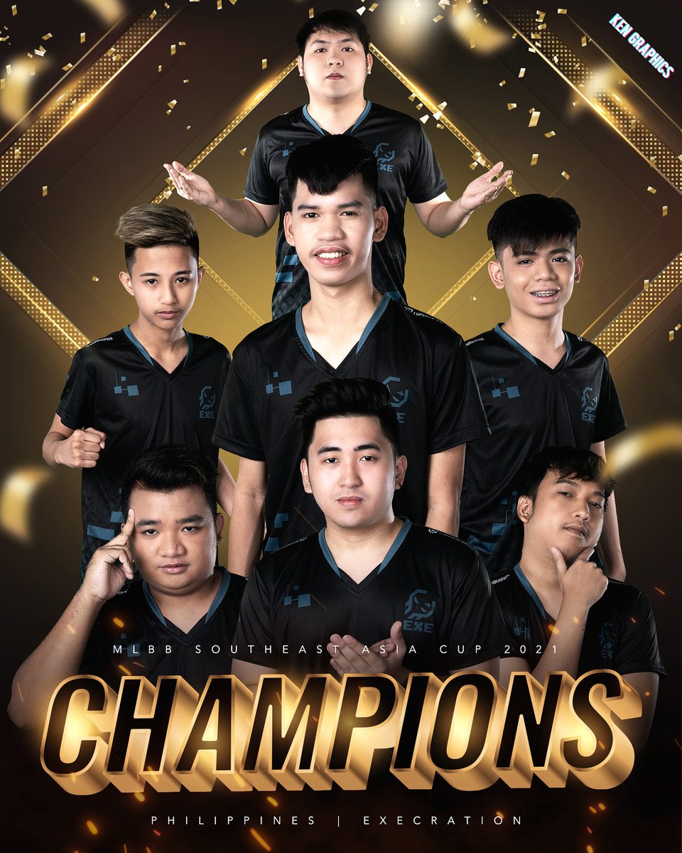 MLBB Southeast Asia Cup 2021 Champions! 🖤💙
#ExeShot #ExeWin #HouseOfChampions
Designed by: KEN GRAPHICS