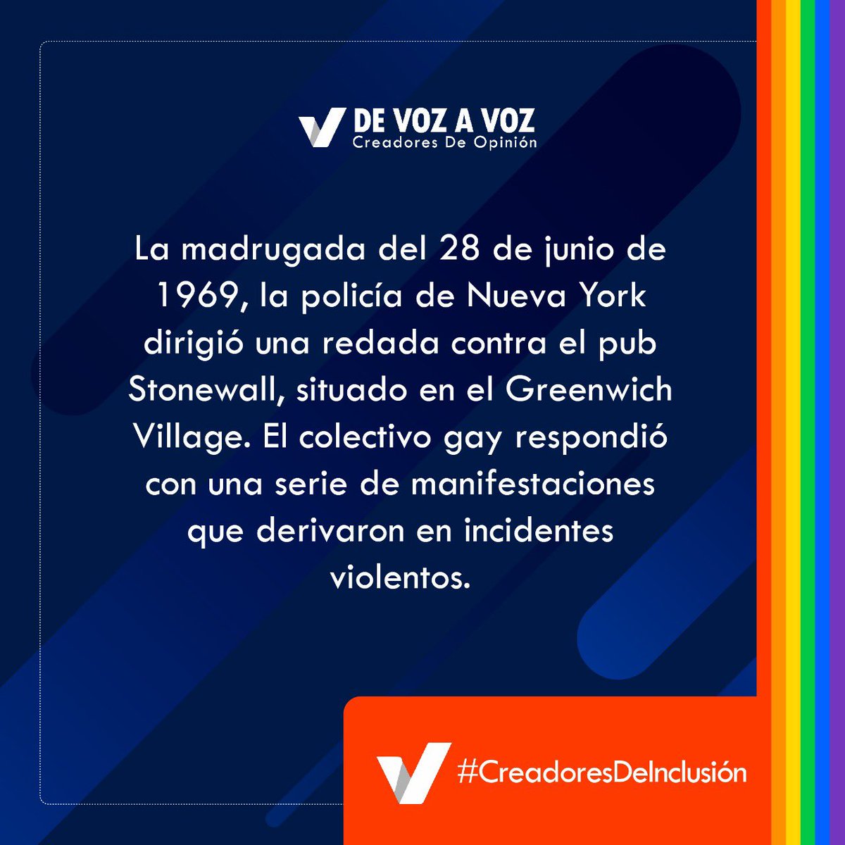 DeVozAVoz's tweet photo. Hoy 28 de Junio desde De Voz a Voz conmemoramos el día del Orgullo, recordando su historia y el inicio de la lucha por los derechos de la comunidad LGTBIQ+. Hoy nos unimos a la voz de resistencia y de reivindicación para un mundo más libre.
#orgullo #pride #pridemonth #pride2021 https://t.co/IkfbkR57Xi